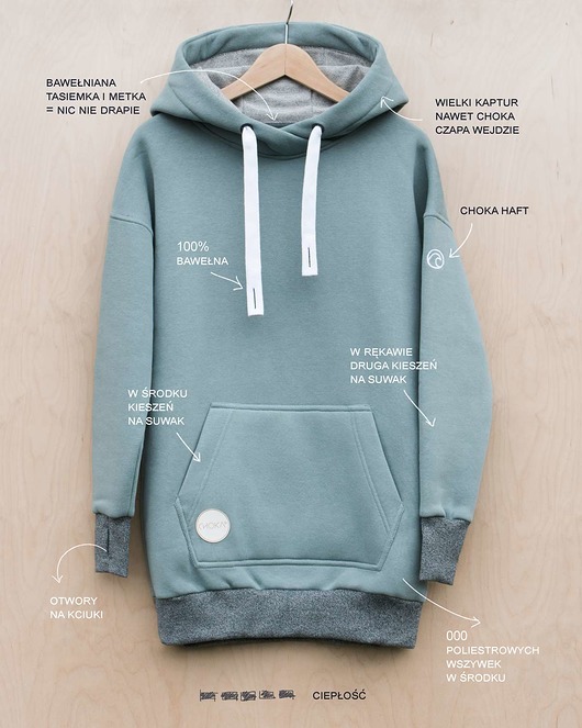 bluza LAZY KANGAROO BLUE GREY oversize CHOKA