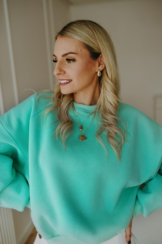 bluza bez kaptura damska Bluza Basic oversize miętowa