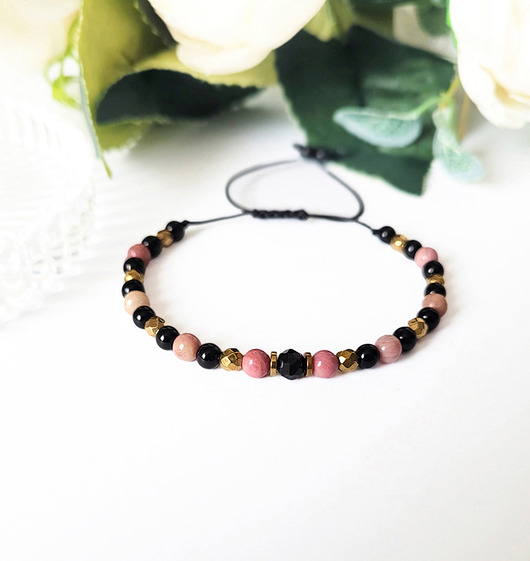 bransoletki z kamieni naturalnych Uleczyć przeszłość- Turmalin i Rodonit