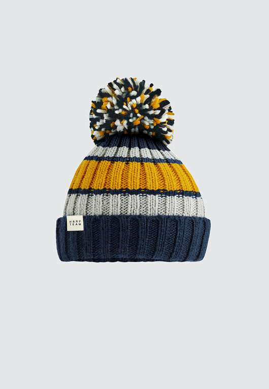 czapki damskie Czapka beanie Kevin musztardowo - granatowa