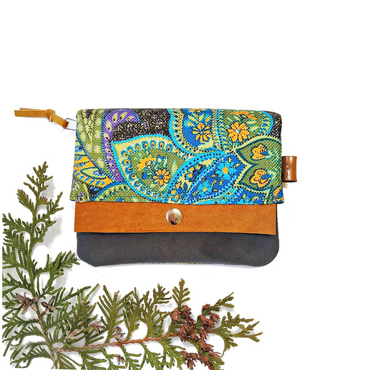 portfele damskie Portfel Boho Mini - Zielony Paisley