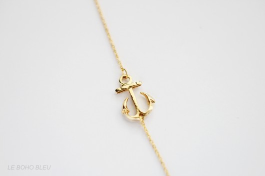 16k Gold Plated Anchor Necklace Le Boho Bleu