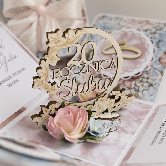 kartki scrapbooking 20 rocznica ślubu, porcelanowe gody, exploding box, kartka 3d