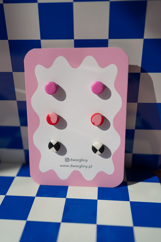 kolczyki z masy plastycznej Zestaw 3 par małych sztyftów