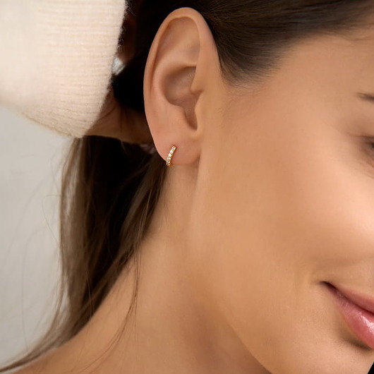 kolczyki pozłacane Kolczyki małe koła z cyrkoniami 11mm srebro