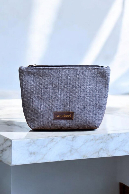 kosmetyczki Szara gładka kosmetyczka MAXI