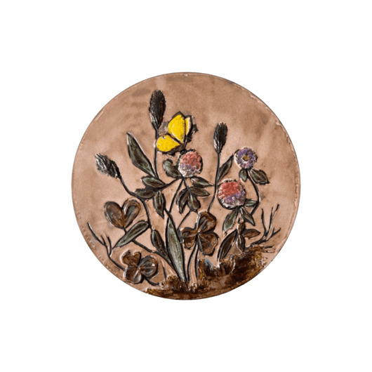 Ozdoby na ścianę Ceramiczna plakieta w kwiaty
