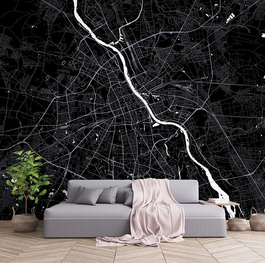 fototapeta Warszawa - fototapeta na wymiar - mapa  Warszawy