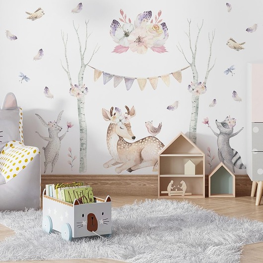 naklejki ścienne do pokoju dziecka Leśne Zwierzątka BOHO - Naklejki Rozm. L