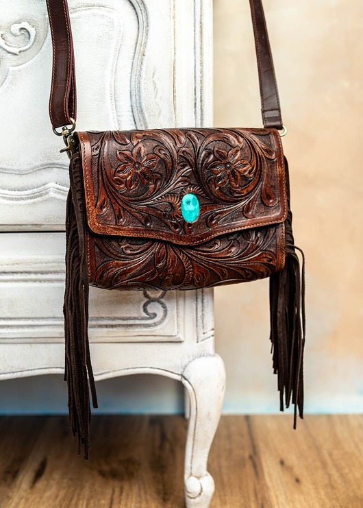 torby na ramię Skórzana torebka ręcznie robiona Phulera ciemnobrązowa