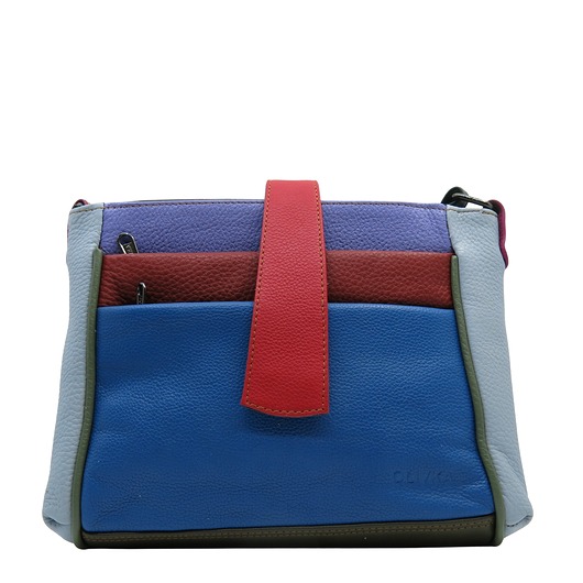 torby na ramię Torebka damska klasyczna skórzana pojemna kieszenie kolorowa pasek OLIVKA