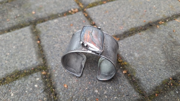 bransoletki wire wrapping Ogień - bransoletka regulowana