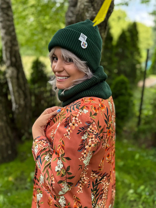 czapki damskie Czapka beanie z bawełny logo kolorowe Zielony