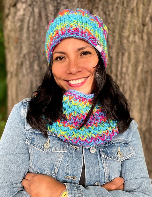 czapki damskie Czapka Handmade Smile Tęcza Błękit