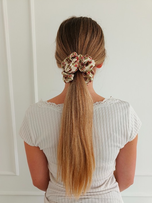 gumki do włosów Gumka jedwabna, scrunchie, vinateg bloom MAXI