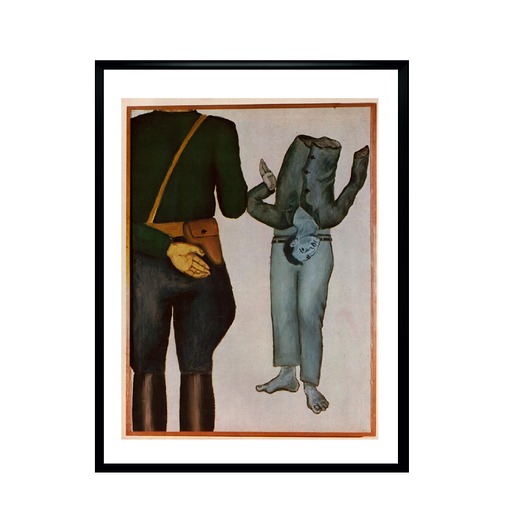 grafiki i ilustracje Oprawiona grafika aut. A. Wróblewski "Rozstrzelanie z gestapowcem" 1949