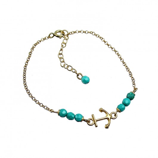 POPLAVSKY BRANSOLETKA TURQUOISE ANCHOR srebro POPLAVSKY