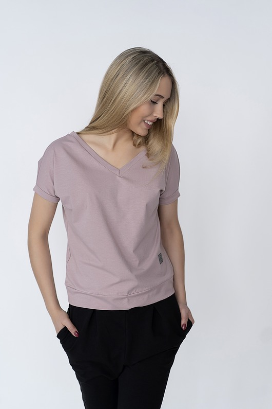 Bluzka V-NECK - brudny róż Lillow