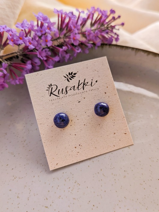 kolczyki z masy plastycznej Sztyfty ze stali chirurgicznej z kamieniami naturalnymi Lapis Lazuli