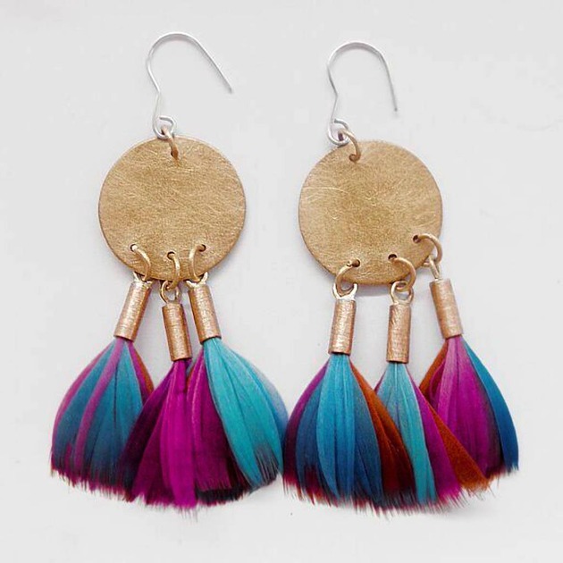 kolczyki z piórami PIÓRKO kolczyki