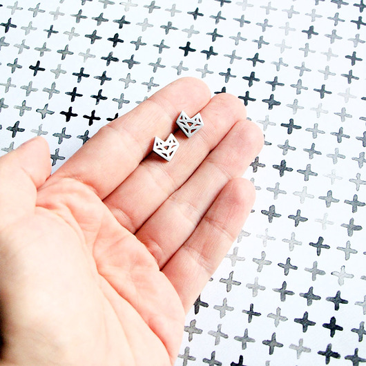 kolczyki srebrne Geometric hearts : mini kolczyki srebrne : silver