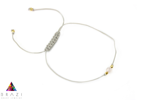 Bransoletka Kwarc Różowy Sznurek złoto Brazi Druse Jewelry