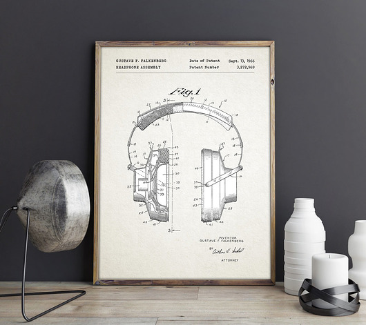 plakaty Słuchawki  - patent - plakat vintage