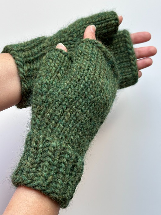 rękawiczki damskie Mitenki wełniane - zielone