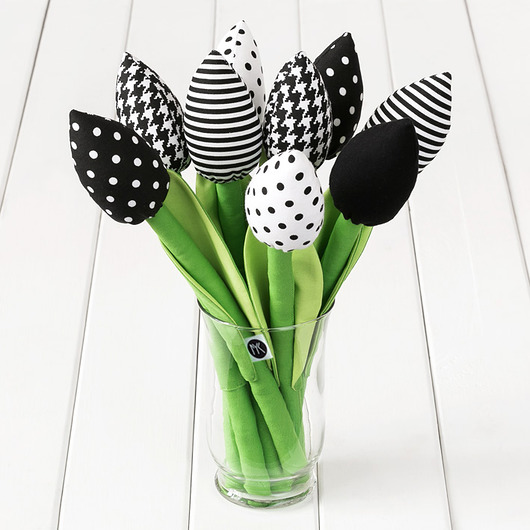 TULIPANY, czarno-biały bawełniany bukiet MYK STUDIO