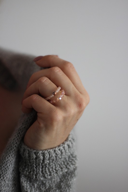 Pierścionki  crystal pink zestaw CALME