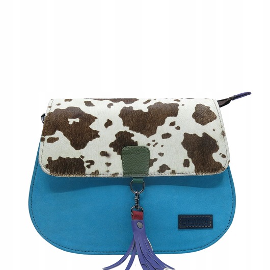 torby na ramię Torebka damska klasyczna zamszowa odpinany wymienny chwost brelok OLIVKA