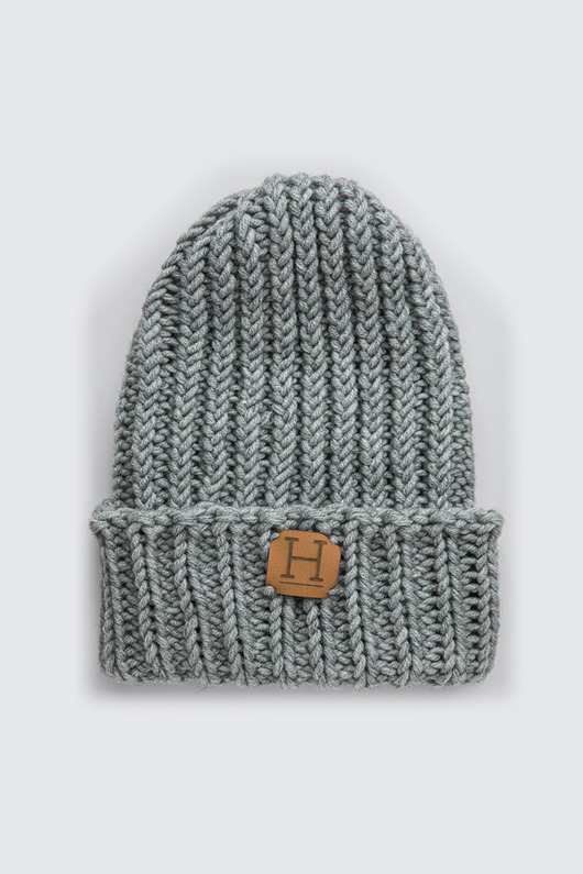 czapki damskie Czapka beanie z wełny merynosa handmade SZARY
