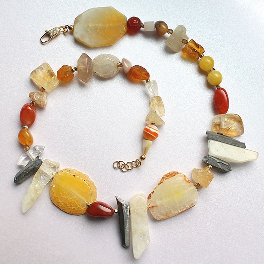 złote naszyjniki UNIKAT! Soczysty, asymetryczny okazały naszyjnik