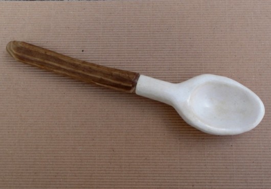 ceramiczno-drewniana łyżka jedwabie agaty