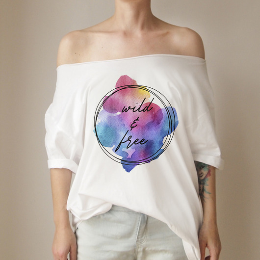 t-shirt damskie Wild and free  Oversize Biały