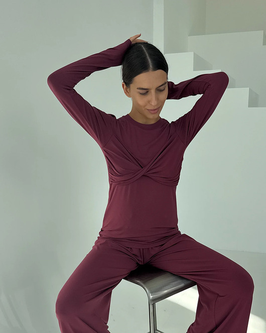 bluzki z długim rękawem damskie Longsleeve Catch me beetroot