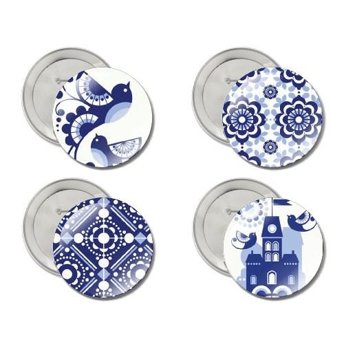 Get the Button blue abstract birds Modny Design