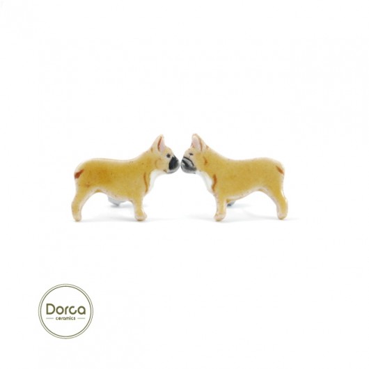 Buldog francuski mini- ceramiczne kolczyki Dorca