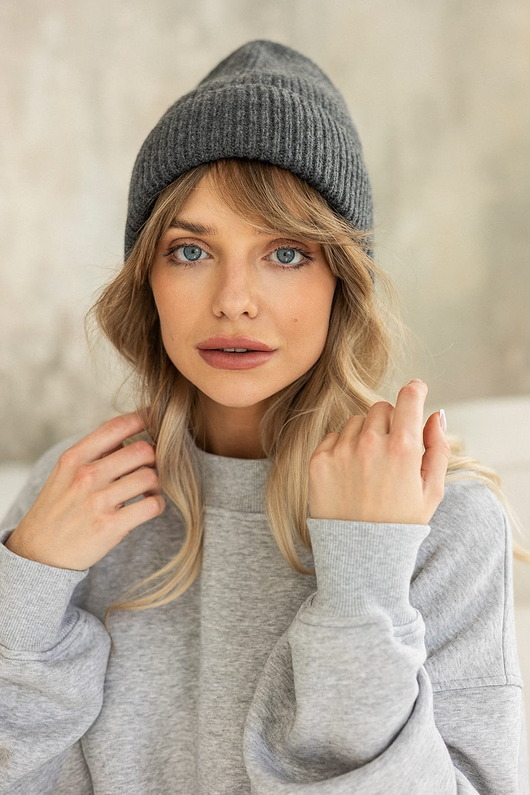 czapki damskie Czapka Gentle Cashmere Szary Grafit