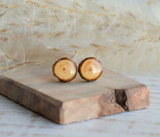 Prosto z drzewa -sosnowe kolczyki wkrętki MyPieceOfWood