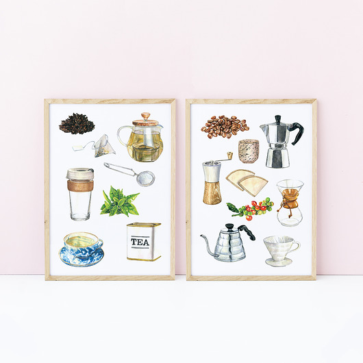grafiki i ilustracje Kawa i Herbata - zestaw 2 grafik