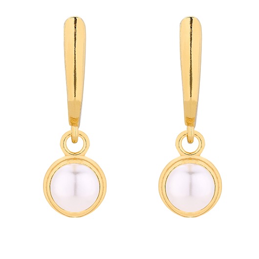 kolczyki pozłacane Złote kolczyki z perłą SWAROVSKI CRYSTAL