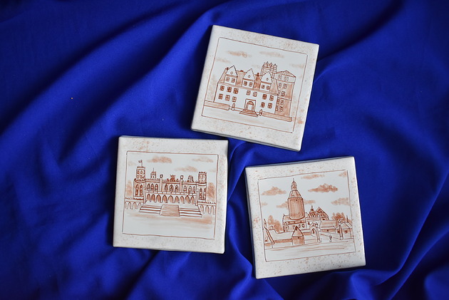 podkładki do kuchni Kafelki ręcznie malowane zamki Dolnego Śląska