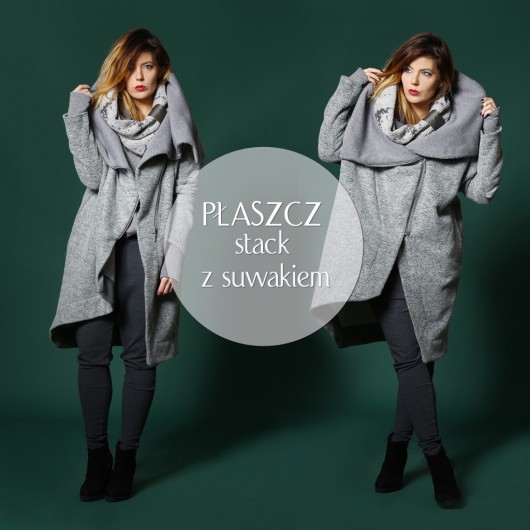 płaszcze damskie NUBEE - ASYMMETRY HOOD - Płaszcz swetrowy