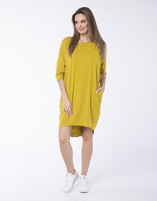 Sukienka z bawełny Kate Look 324 musztardowa Look made with Love