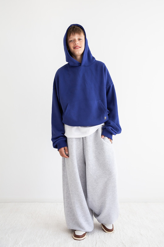bluzy męskie Niebieskie hoodie oversize