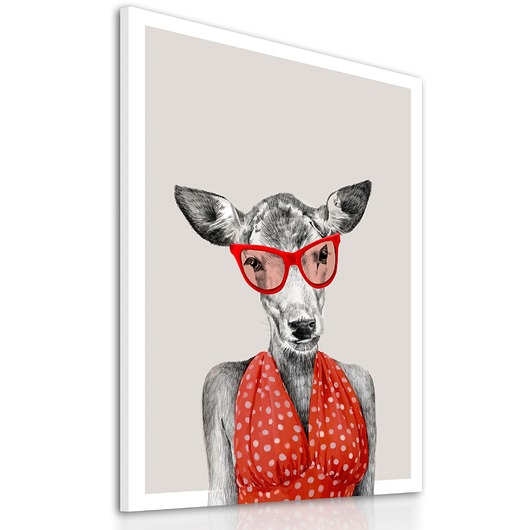 obrazy Obraz na płótnie Sarenka w czerwieni 60x80