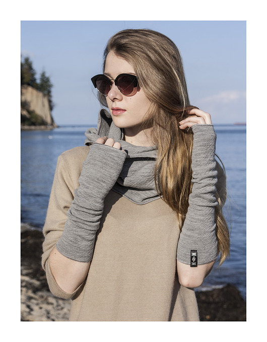 rękawiczki damskie Long gloves / light gray