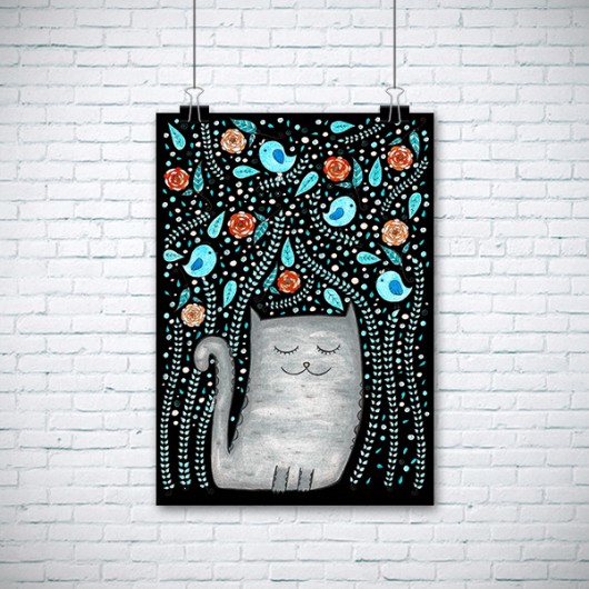 grafiki i ilustracje Kot 50x70cm