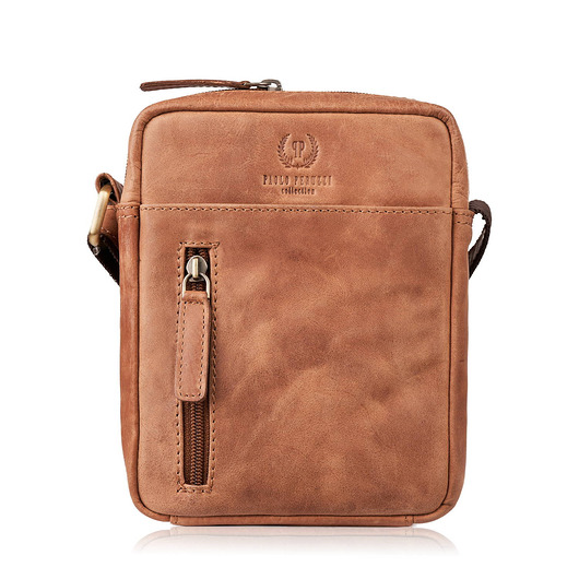 torby i nerki męskie Saszetka męska skórzana na ramię w kolorze koniakowym Paolo Peruzzi